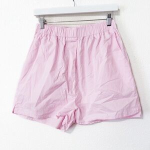 Sophie Rue Revolve Baby Pink Elastic Waist Pocket Cotton Boxer Summer Shorts